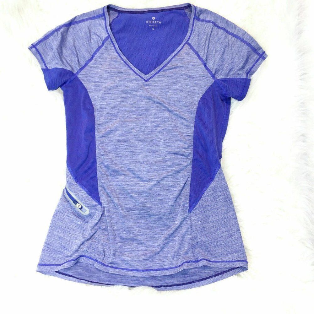 Athleta Womens Size Short Sleeve Blue V-Neck Forerunner Tee Small Style 982719
